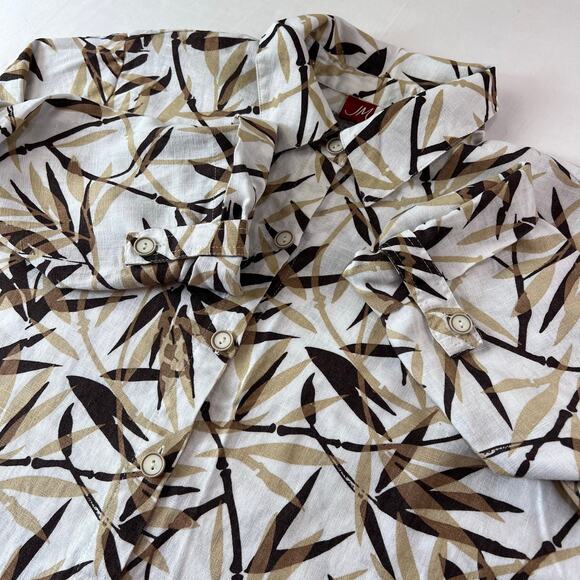 JM Collection Vintage Linen Bamboo Print AOP 3/4 Sleeve Shirt Blouse Size 8 - Picture 7 of 7